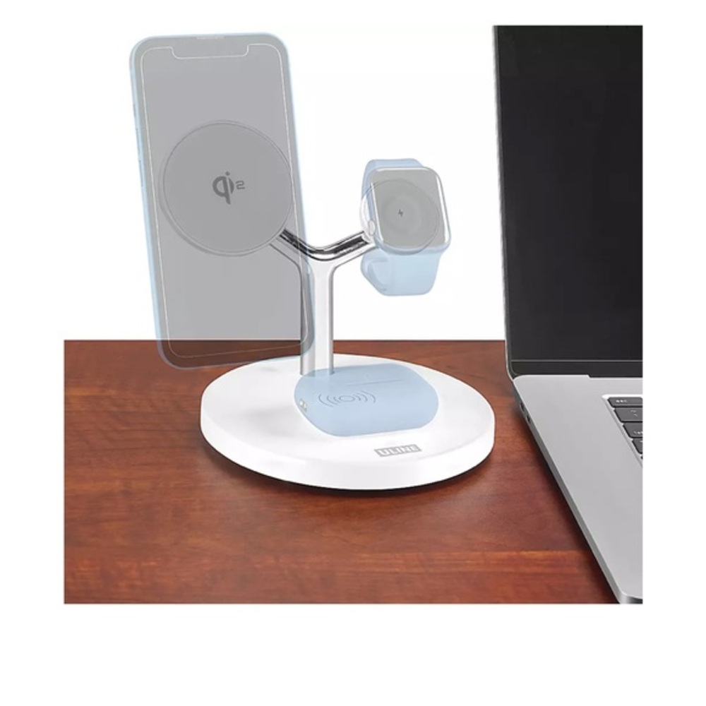 Uline 3-in-1 Wireless Charger - White Fast Charging& Strong Magnetic Connection